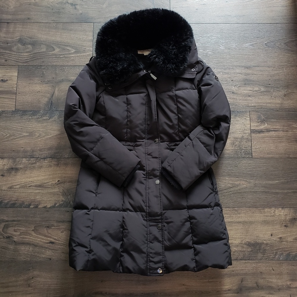 Michael Kors black puffer coat long